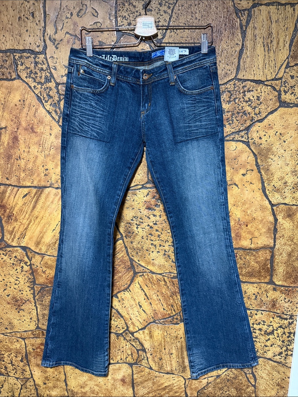 AzzureDenim Women's Flared Jeans — Dark Blue Stretch Denim. Inseam 32” rise 8.